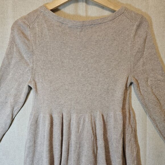 Anthropologie Knitted & Knotted Tan Beige Sweater Dress Silk Blend Medium - Picture 9 of 10